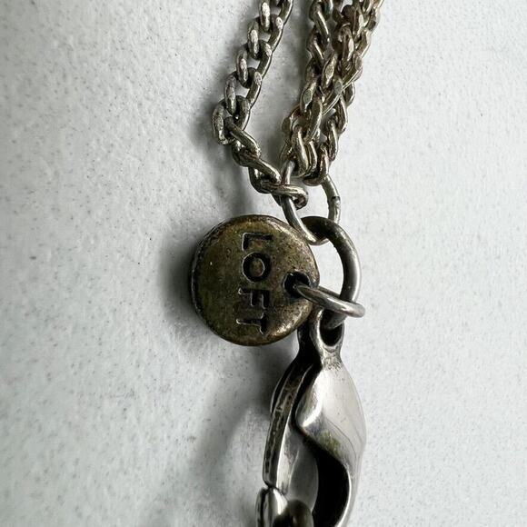 Ann Taylor Loft Rhinestone Silver and Gold Tone Long Chain Link Necklace - Picture 12 of 12